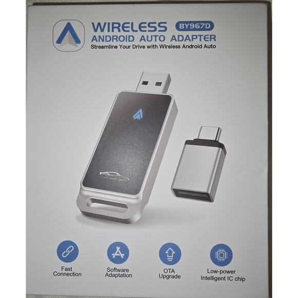 Wireless Android Auto Adapter BY967D - Streamline Your Drive W/ Wireless. - Picture 1 of 4